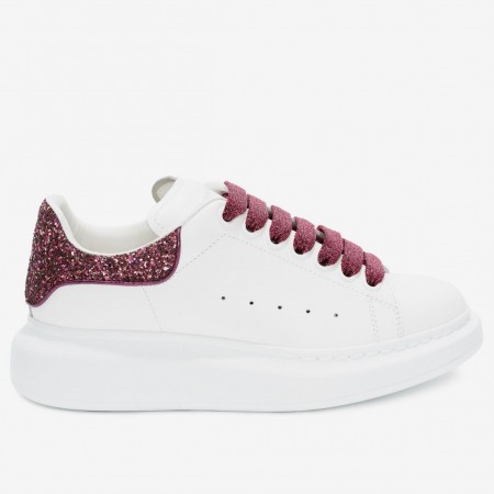 Alexander McQueen Women's Oversized Sneakers With Red Glitter Heel