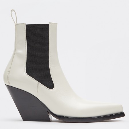 Bottega Veneta BV Lean Chelsea Boots In White Calfskin