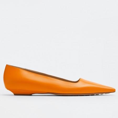 Bottega Veneta Point Ballet Flats In Tangerine Lambskin