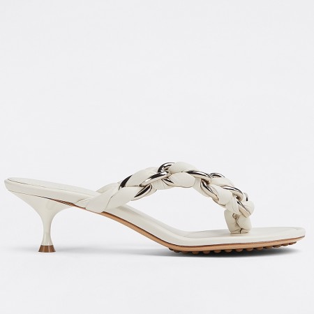 Bottega Veneta Dot Thong Sandals In White Lambskin