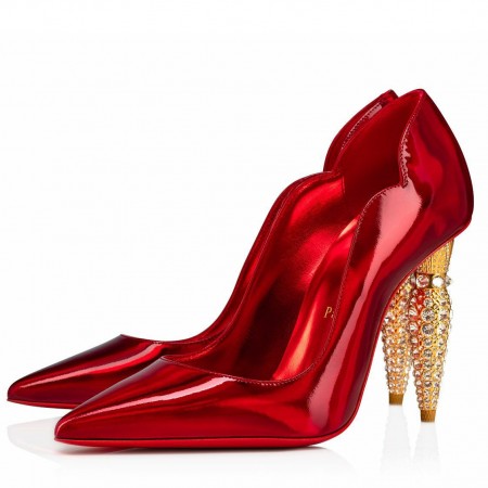 Christian Louboutin Lipstrass Pumps 100mm In Red Patent Leather