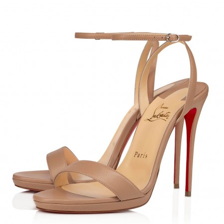 Christian Louboutin Loubi Queen 100mm Sandals In Nude Lambskin