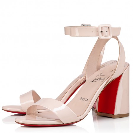 Christian Louboutin Miss Sabina 85MM Sandals In Beige Patent Leather