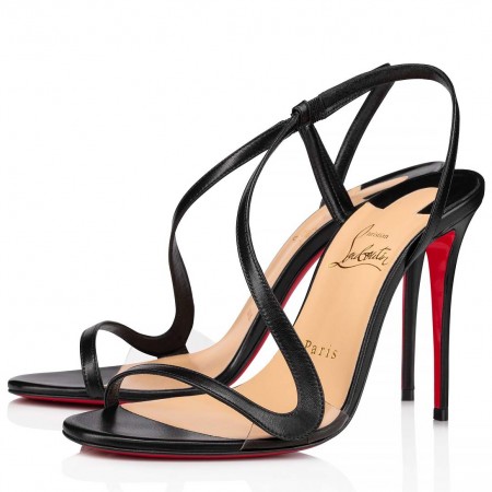 Christian Louboutin Rosalie Sandals 100mm in Black Lambskin