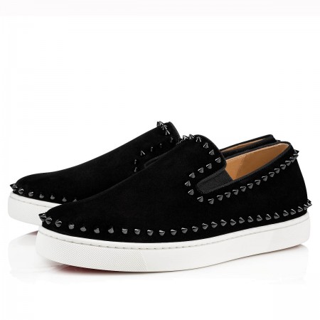 Christian Louboutin Men's Pik Boat Flat Sneakers Black