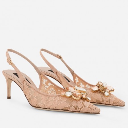 Dolce & Gabbana Rainbow Slingbacks Pumps 60mm in Nude Lace