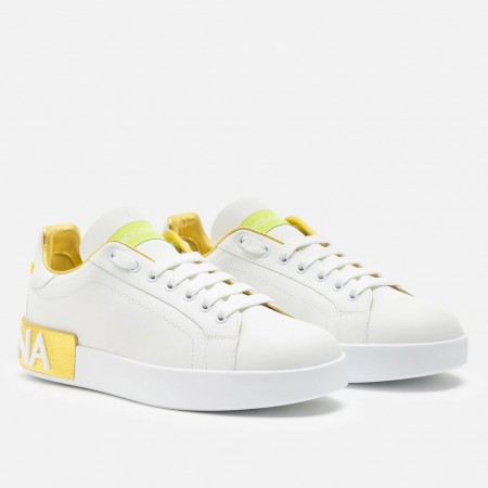 Dolce & Gabbana Men's Portofino Sneakers with Yellow Branded