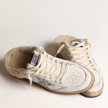 Golden Goose Women's Ball Star Sabots with Glitter Star and Shearling Lining