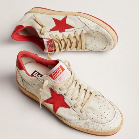 Golden Goose Women's Ball Star Sneakers with Red Star and Heel Tab