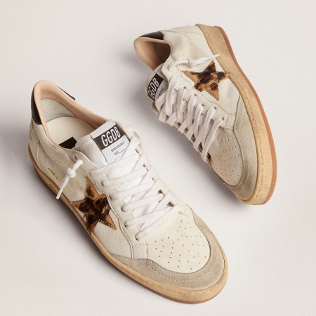 Golden Goose Women's Ball Star Sneakers with Leopard Print Pony Star