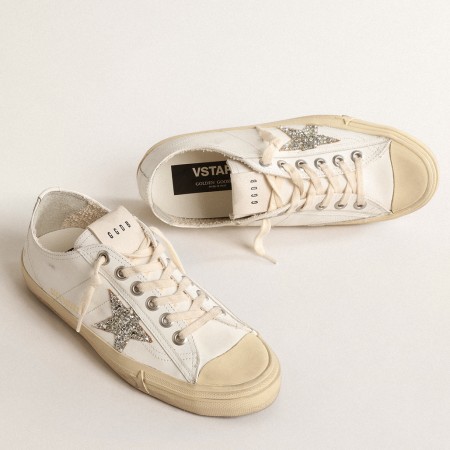 Golden Goose Women's V-Star Sneakers with Glitter Star 