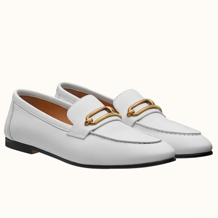 Hermes Men's Colette Loafers In White Calfskin