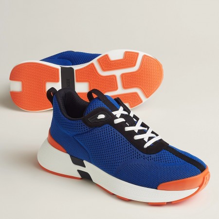 Hermes Heros Sneakers in Blue Technical Knit