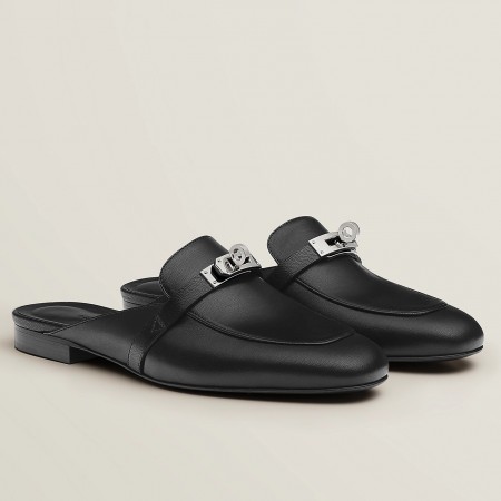 Hermes Women's Oz Mules in Black Leather