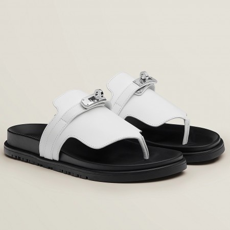 Hermes Empire Sandals in White Calfskin