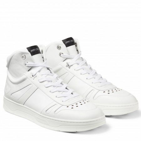  Jimmy Choo Men's Hawaii High-top Sneaker In White Leather