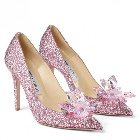 Jimmy Choo Avril 100mm Pumps In Pink Crystal