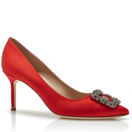 Manolo Blahnik Hangisi 70 Pumps In Red Satin