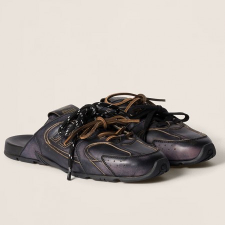 Miu Miu X New Balance 530 SL Mules in Black Calfskin