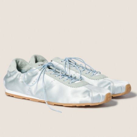 Miu Miu Plume Sneakers in Powder Blue Satin