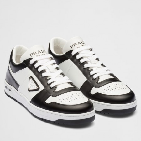 Prada Men's Downtown Sneakers in White and Black Leather