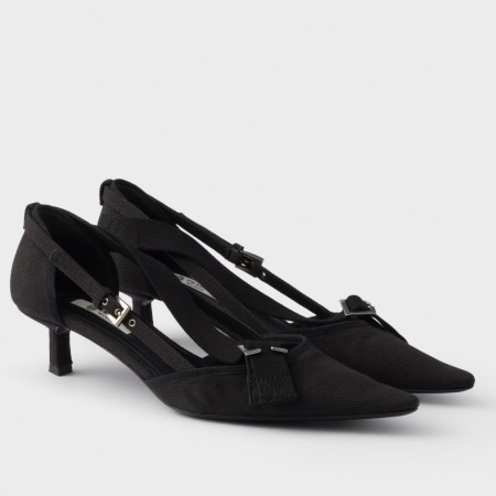 Prada Pumps 45mm in Black Canvas