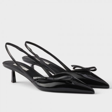 Prada Slingback Pumps 45mm in Black Patent Calfskin