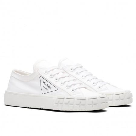 Prada Women's Low-top Sneakers In White Gabardine Fabric