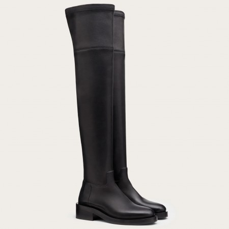 Valentino Roman Stud Over-The-Knee Boot In Black Lambskin