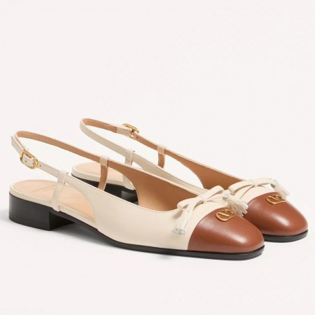 Valentino Valet Du Roi Slingback Ballet Flats in White Lambskin