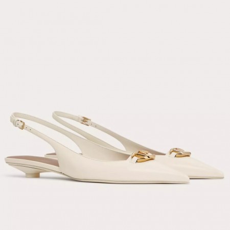 Valentino Bold Edition VLogo Slingback Ballerinas in White Leather