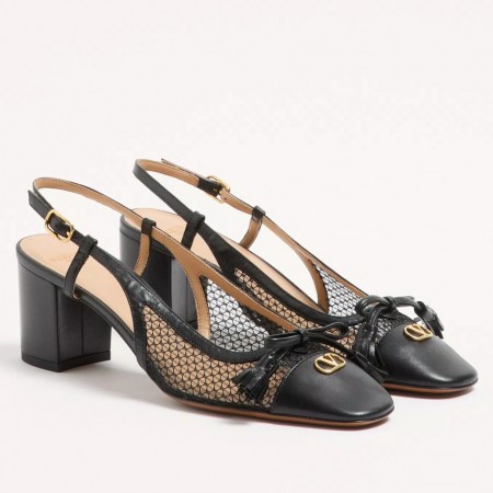 Valentino Valet Du Roi Slingback Pumps 60mm in Black Mesh