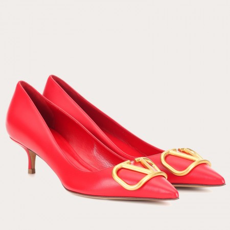 Valentino Garavani Vlogo Pumps 45mm In Red Lambskin