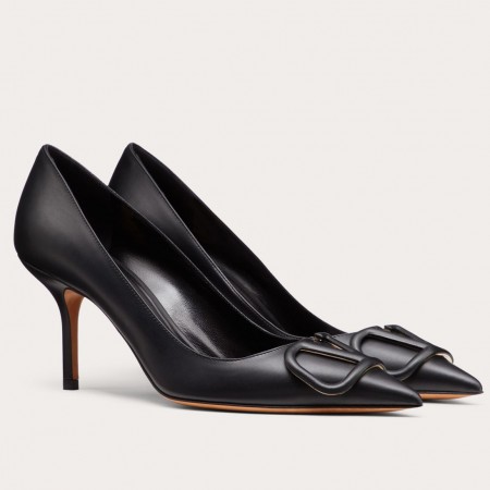 Valentino VLOGO Pumps 80mm In Black Calfskin