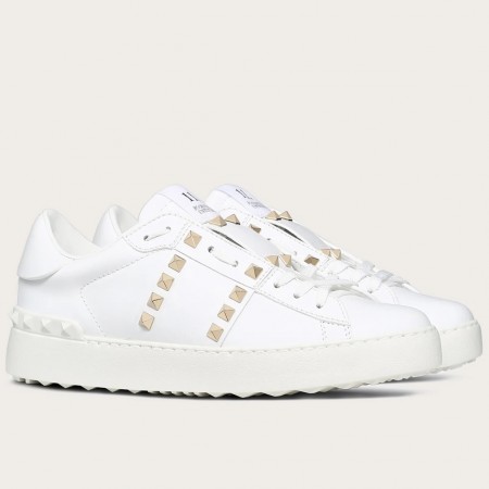 Valentino Women's Rockstud Untitled Sneakers In White Leather