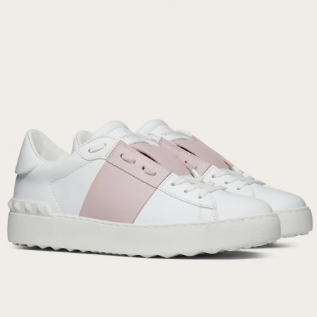 Valentino Women's Open Sneakers with Pink Leather Stripe