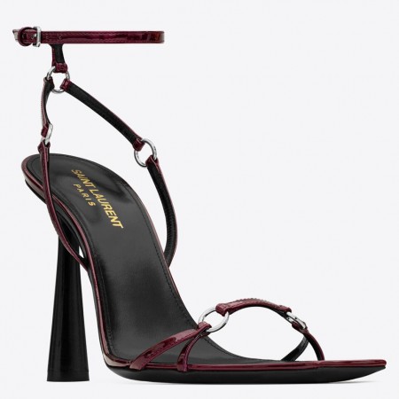 Saint Laurent Nova 100 Sandals In Red Patent Leather