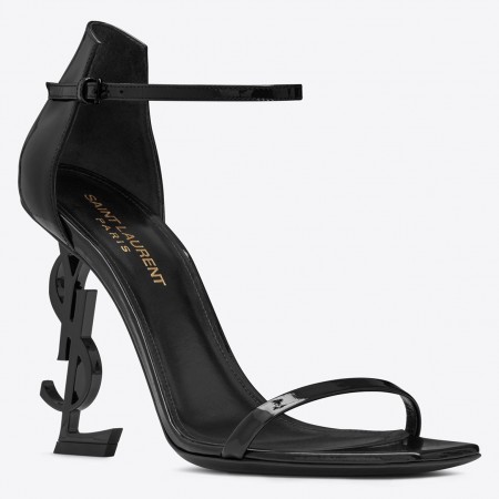 Saint Laurent Opyum 110 Sandals In Black Patent Leather