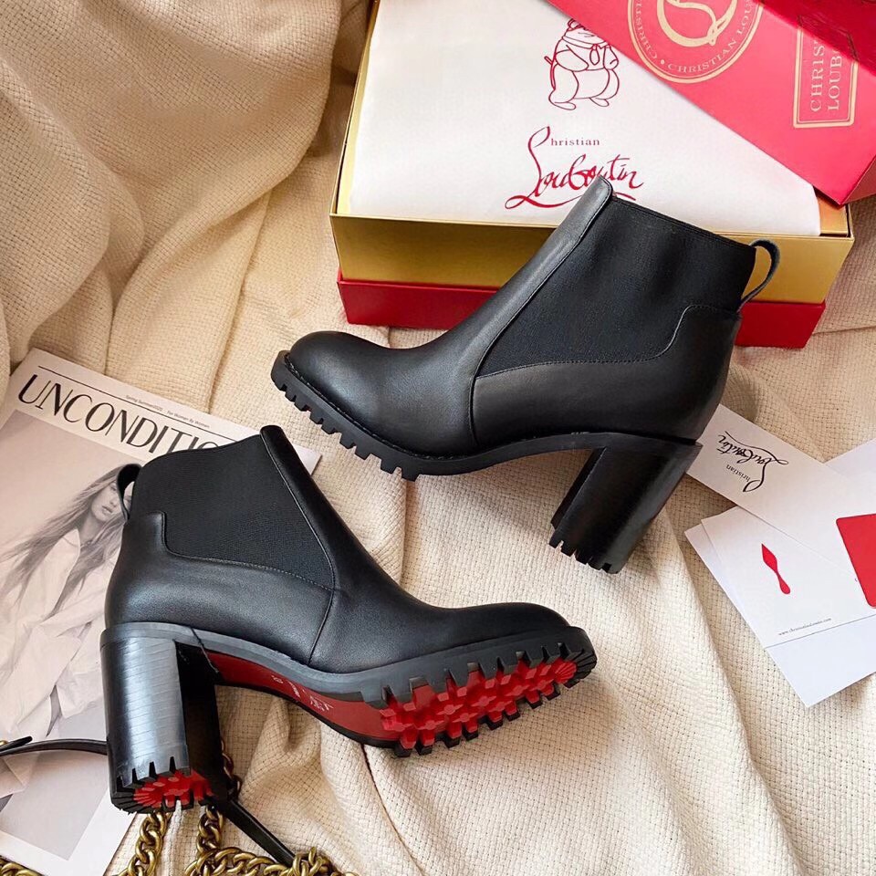 Replica Christian Louboutin Black Marchacroche 70MM Ankle Boots