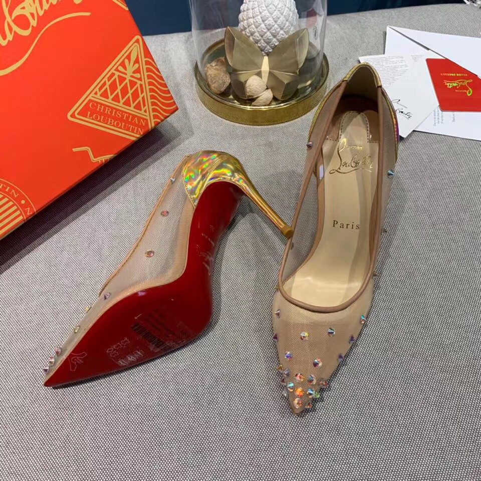 Replica Christian Louboutin Degra 100 Crystal Stud-embellished Pumps