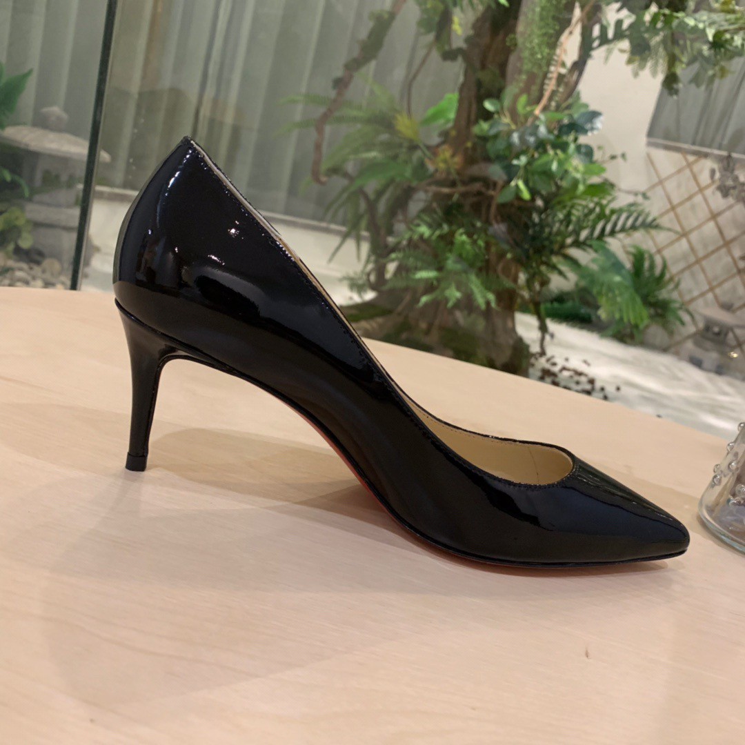 Replica Christian Louboutin Black Patent Kate 70mm Pumps