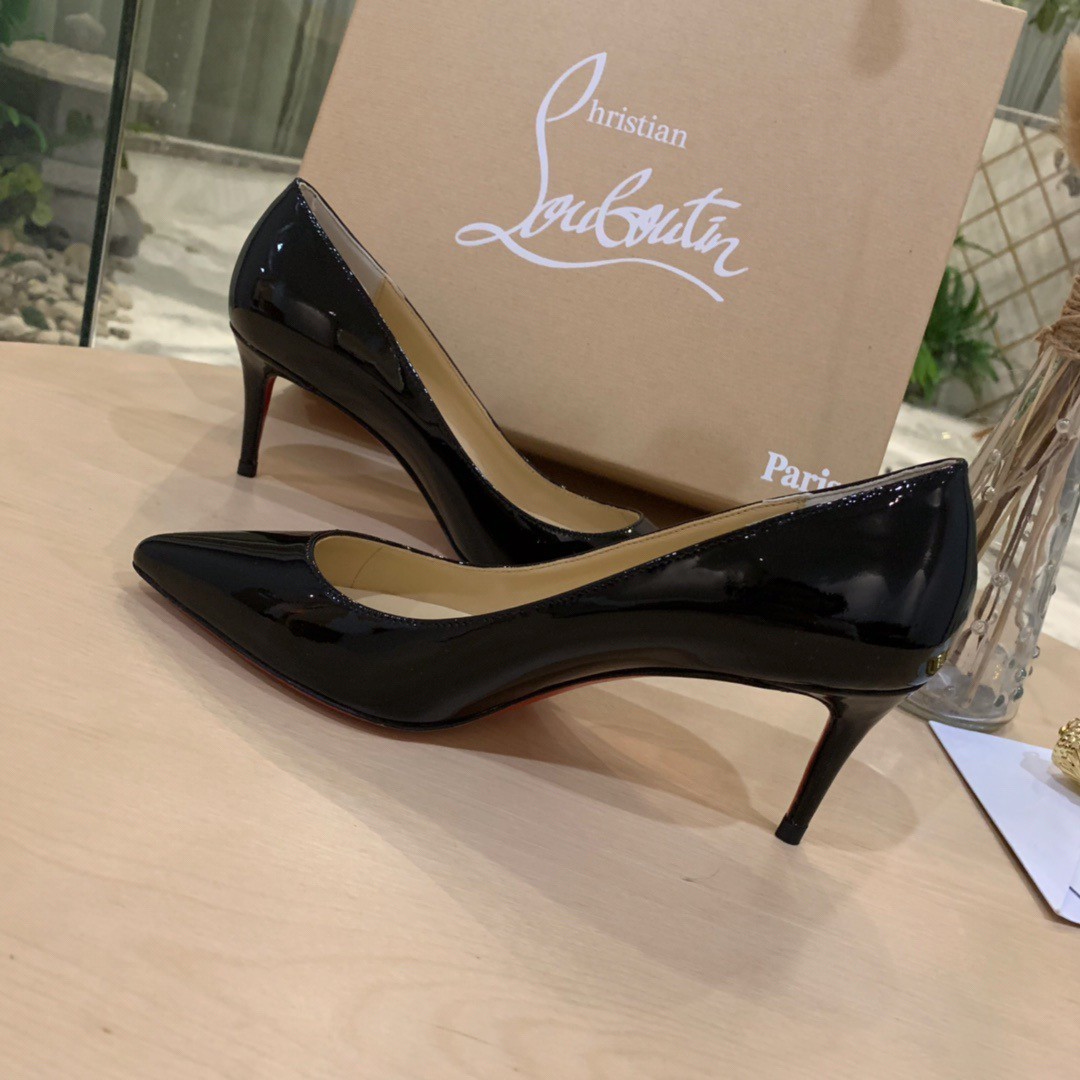 Replica Christian Louboutin Black Patent Kate 70mm Pumps