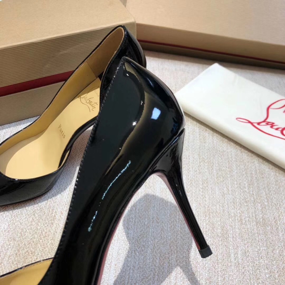 Replica Christian Louboutin Black Patent Iriza 70mm Pumps