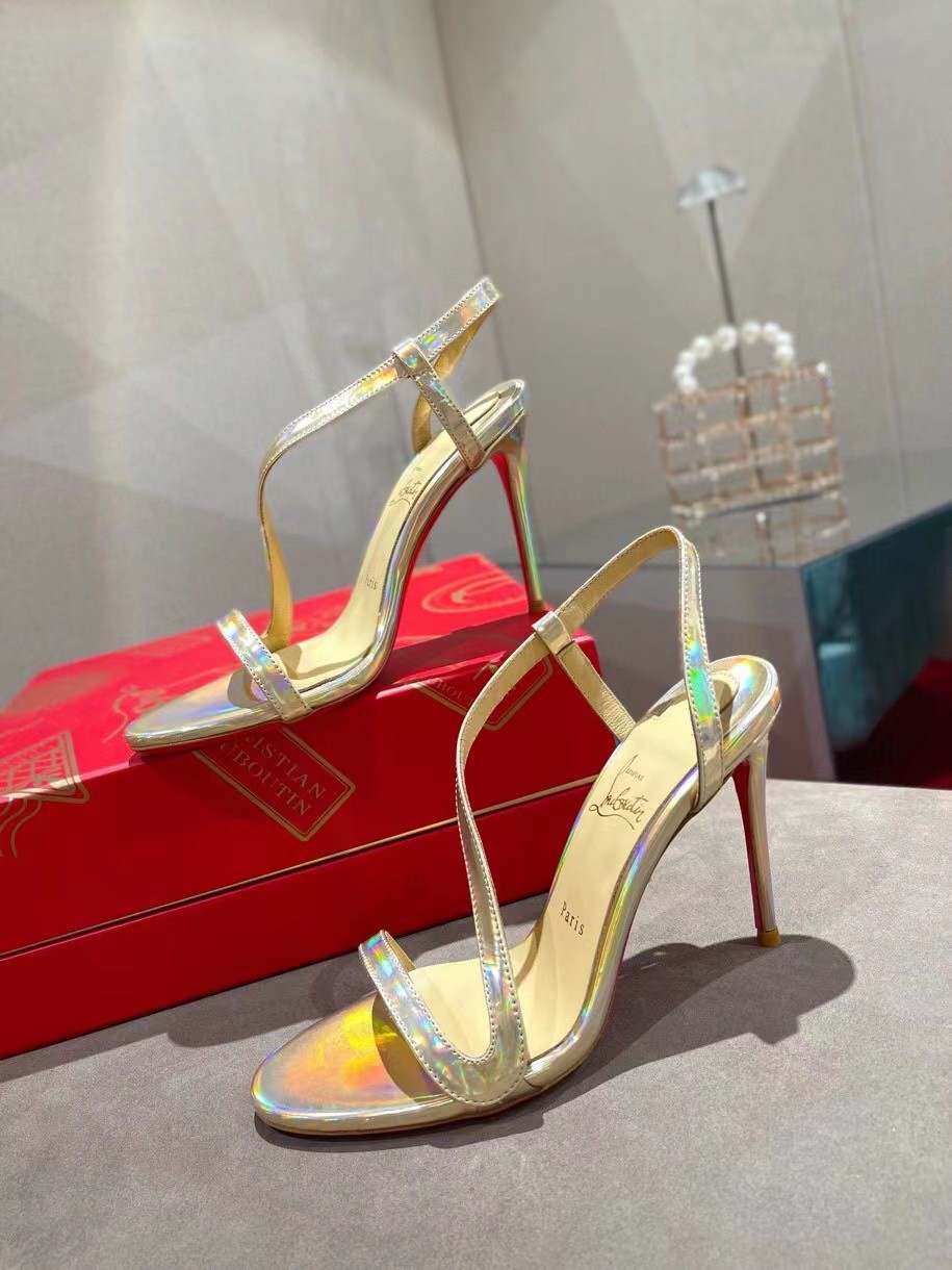 Replica Christian Louboutin Rosalie 100mm Sandals In Gold Patent Psychic