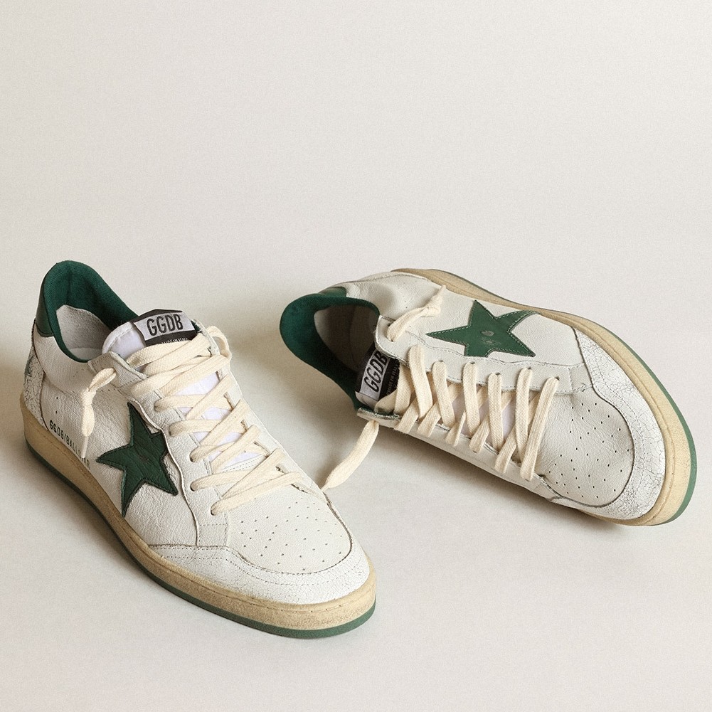 Replica Golden Goose Women's Ball Star Sabots with Green Star and Heel Tab