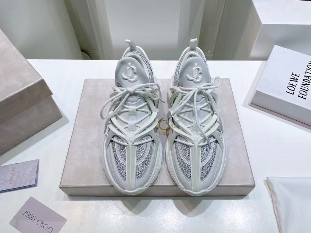 Replica Jimmy Choo Wowen's Cosmos Sneakers in Neoprene with Crystals