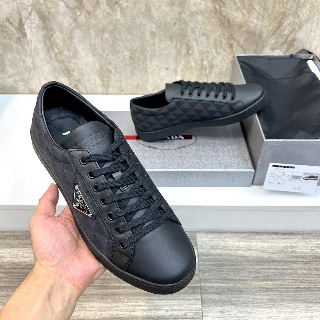 Replica Prada Men's Sneakers in Black Leather and Nylon