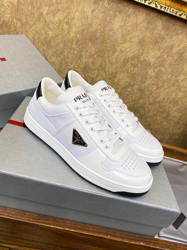 Replica Prada District Low-top Sneakers in White Calfskin