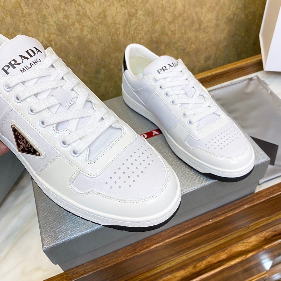 Replica Prada District Low-top Sneakers in White Calfskin