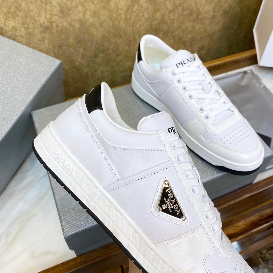 Replica Prada District Low-top Sneakers in White Calfskin